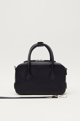 Ester Faux Leather Box Bag Navy Blue