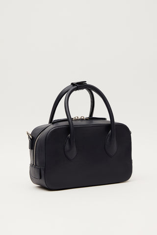 Ester Faux Leather Box Bag Navy Blue