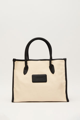 Large Natural Canvas Bag Black