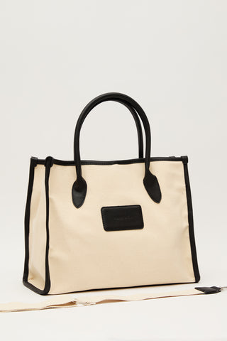 Large Natural Canvas Bag Black