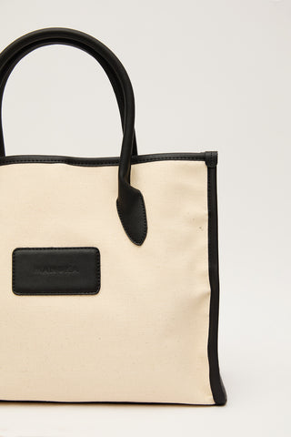 Large Natural Canvas Bag Black