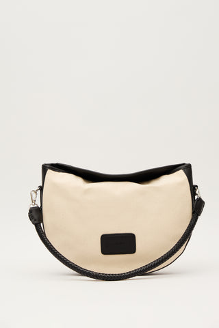 Natural Canvas Oval Bag Black