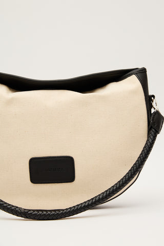Natural Canvas Oval Bag Black