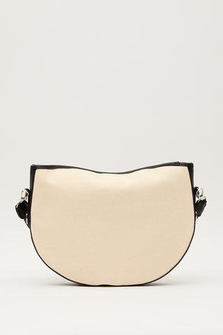 Natural Canvas Oval Bag Black