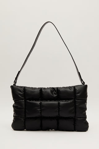 Soft Quilted Faux Leather Bag Black