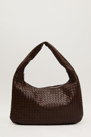 Frances Large Knit Bag Dark Brown