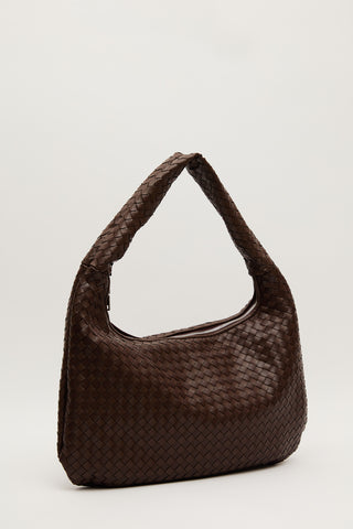 Frances Large Knit Bag Dark Brown
