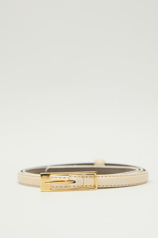 Thin Rectangular Buckle Belt Beige