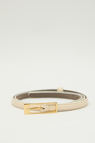 Thin Rectangular Buckle Belt Beige