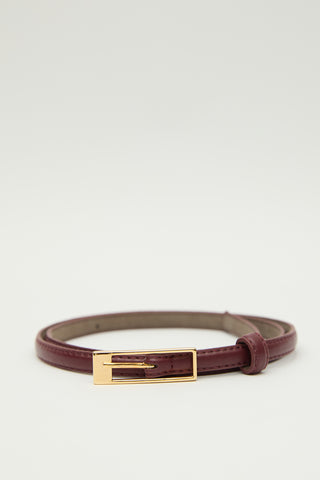 Thin Rectangular Buckle Belt Burgundy