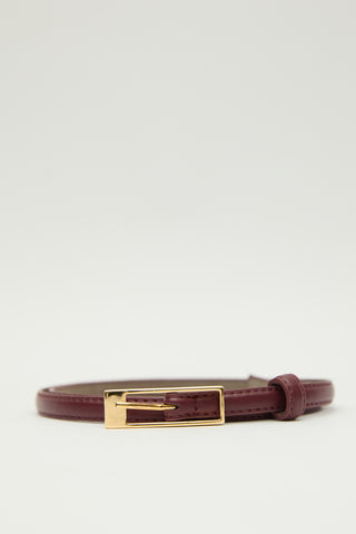 Thin Rectangular Buckle Belt Burgundy