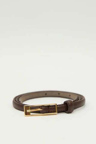 Thin Rectangular Buckle Belt Brown