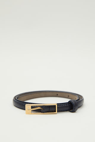 Thin Rectangular Buckle Belt Navy Blue