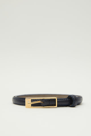 Thin Rectangular Buckle Belt Navy Blue