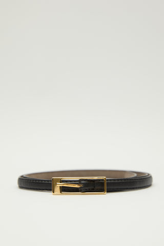 Thin Rectangular Buckle Belt Black