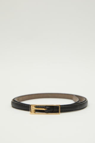 Thin Rectangular Buckle Belt Black