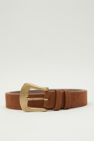 Suede Faux Leather Buckle Belt Camel