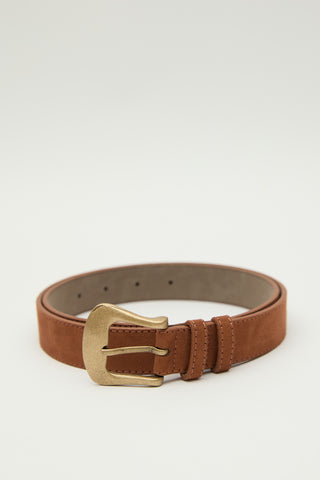Suede Faux Leather Buckle Belt Camel