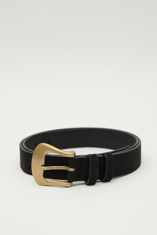 Suede Faux Leather Buckle Belt Black