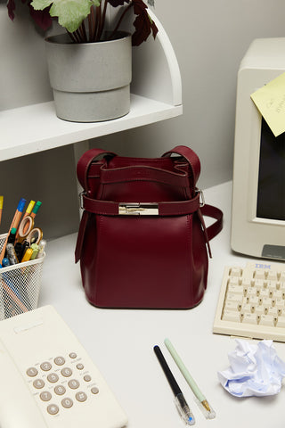 Milo Faux Leather Baguette Bag Burgundy