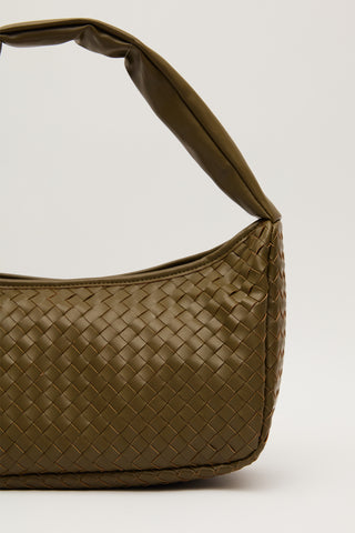 Frances Woven Oval Bag Green