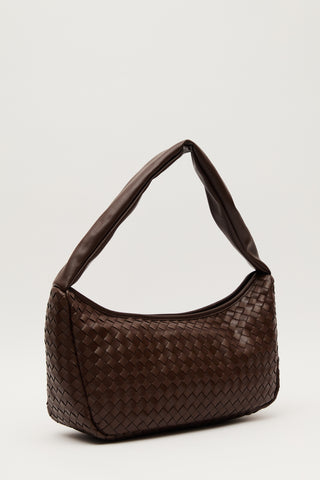 Frances Woven Oval Bag Dark Brown