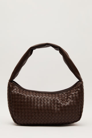 Frances Woven Oval Bag Dark Brown