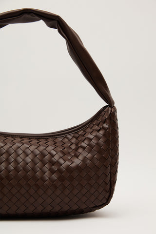 Frances Woven Oval Bag Dark Brown