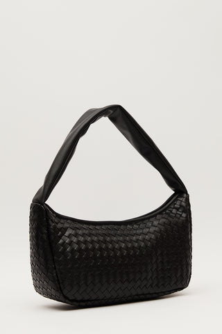 Frances Woven Oval Bag Black