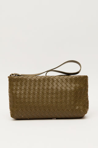 Frances Woven Baguette Bag Green