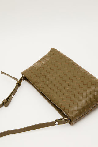 Frances Woven Baguette Bag Green