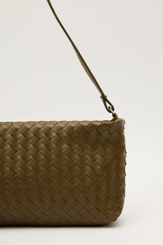 Frances Woven Baguette Bag Green