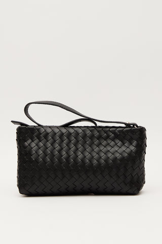 Frances Woven Baguette Bag Black
