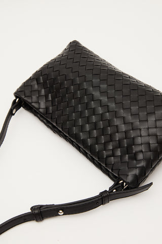 Frances Woven Baguette Bag Black