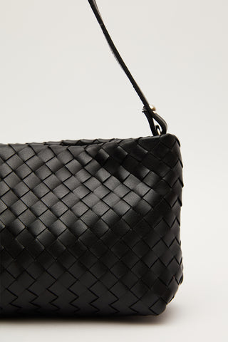 Frances Woven Baguette Bag Black