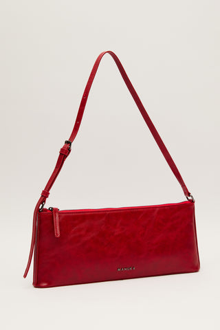 Thin Strap Baguette Bag Red