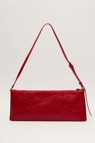 Thin Strap Baguette Bag Red