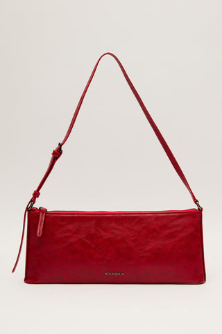 Thin Strap Baguette Bag Red