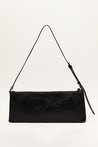 Thin Strap Baguette Bag Black