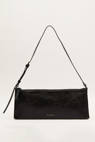 Thin Strap Baguette Bag Black