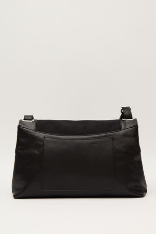 Canvas Faux Leather Flap Bag Black