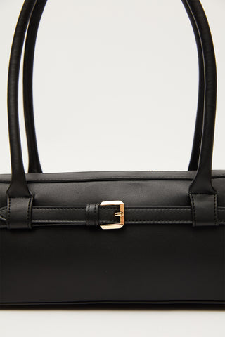 Ashley Belted Shoulder Bag Black