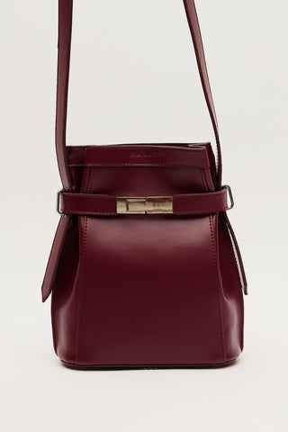 Milo Faux Leather Baguette Bag Burgundy