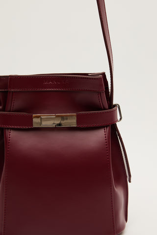 Milo Faux Leather Baguette Bag Burgundy