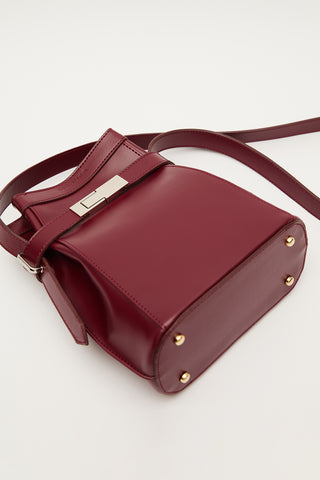 Milo Faux Leather Baguette Bag Burgundy