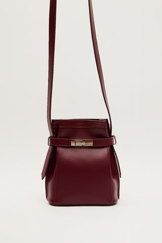 Milo Faux Leather Baguette Bag Burgundy