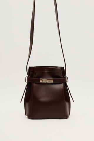 Milo Faux Leather Baguette Bag Brown