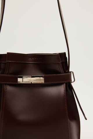 Milo Faux Leather Baguette Bag Brown