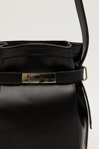 Milo Faux Leather Baguette Bag Black