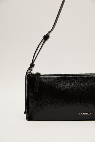 Thin Strap Patent Bag Black